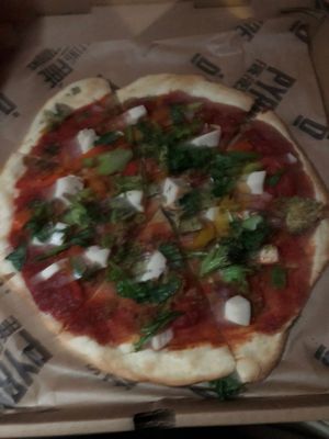 Vegan cheese alternative meatless lover  at Pyro's Fire Fresh Pizza in Hattiesburg