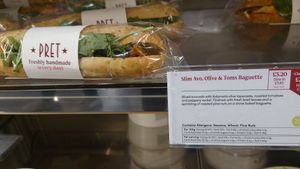 Slim avo, olive & toms baguette at EDI - Pret a Manger - G13 in Edinburgh