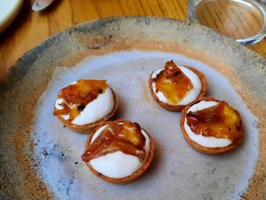 Celery cream tartlets at Opa in Tel Aviv