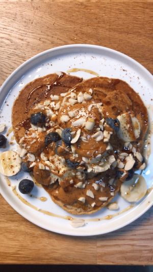 Blueberry pancakes. Fluffy omg.  at Happy Food and Health  in Rotterdam