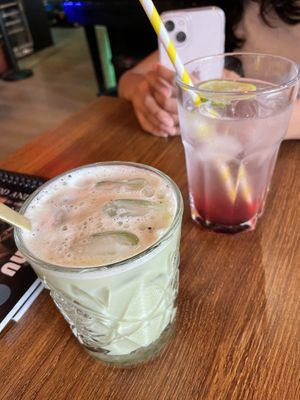 Latte Macha and Lemonade  at Happy Food and Health  in Rotterdam