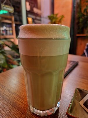 Macha latte at Happy Food and Health  in Rotterdam