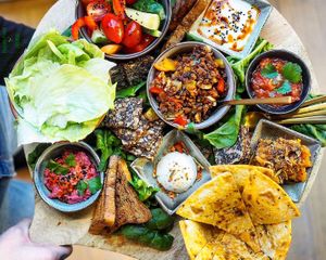 An XXL platter. All vegan & gluten free. 
Or maybe you want an XL platter?
Or maybe......an XXXL platter? 
Cheers at Happy Food and Health  in Rotterdam