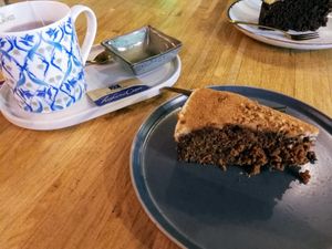 Carrot + Chunky Monkey Cake and some tea! at Happy Food and Health  in Rotterdam