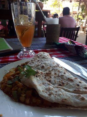 Spicy vegetable chapati wrap at The Moon - Old Bagan in Bagan