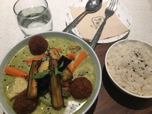 Thai green curry, with coconut rice at BMS Organics - Nanjing West in Shanghai