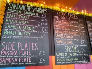 menu at Snackwallah in Newcastle Upon Tyne