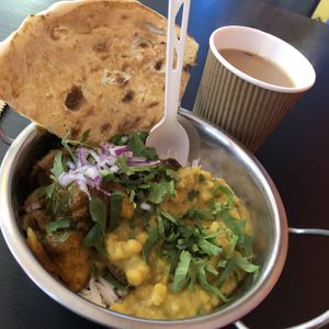 Curry of the day with rice and bread, £6  at Snackwallah in Newcastle Upon Tyne