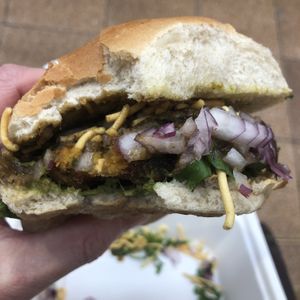 Bhaji butty. Delicious   at Snackwallah in Newcastle Upon Tyne