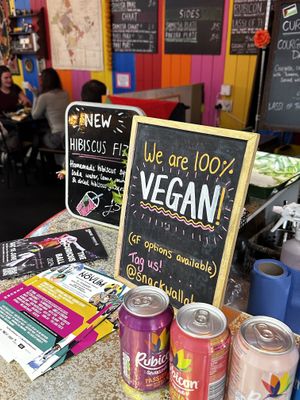 Signs on the counter  at Snackwallah in Newcastle Upon Tyne