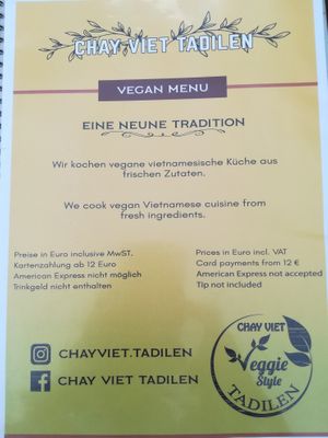 Menu at Chay Viet Tadilen Restaurant in Wurzburg