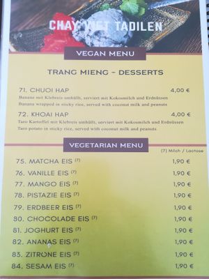 Menu at Chay Viet Tadilen Restaurant in Wurzburg