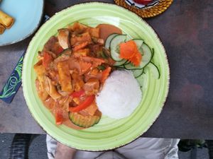 Seitan/tofu dish at Chay Viet Tadilen Restaurant in Wurzburg