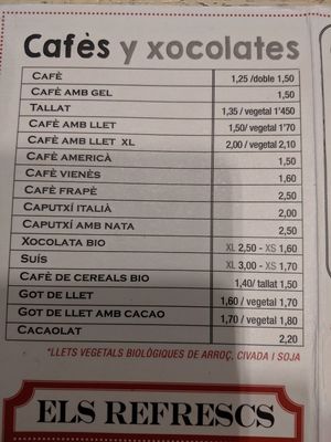 Vegetal milk on the menu at La Pau in Figueres