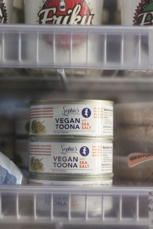 Vegan plant alternatives at Llamas Vegan Shop in St Petersburg