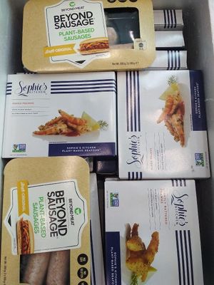 Beyond meat products at Llamas Vegan Shop in St Petersburg