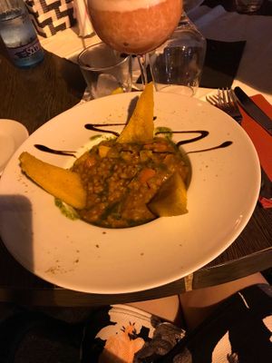 Vegetable stew with palenta wedges  at 17 Bar and Restaurant in Mallorca