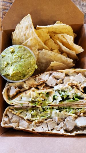 With chips and guac at Leguminati Vegan Eatery in Orlando