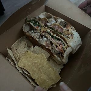 chicken bacon ranch crunchwrap at Leguminati Vegan Eatery in Orlando