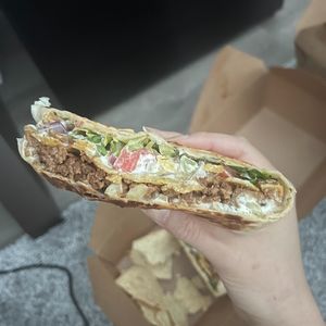 gyro crunchwrap at Leguminati Vegan Eatery in Orlando