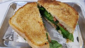 Spinach & Artichoke chick'n sandwich at Leguminati Vegan Eatery in Orlando