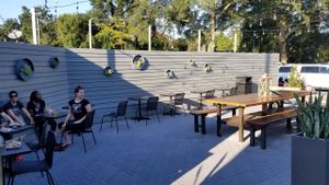 Seating out back at Leguminati Vegan Eatery in Orlando