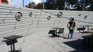 Outdoor patio with succulents at Leguminati Vegan Eatery in Orlando