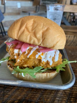Buffalo chik’n sandwich (special) at Leguminati Vegan Eatery in Orlando