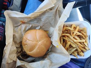 Impossible burger and fries at Chef Toddzilla in Roswell