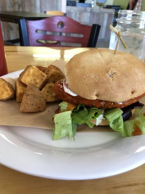 Buffalo “chicken “ burger at Binge Kitchen in San Antonio