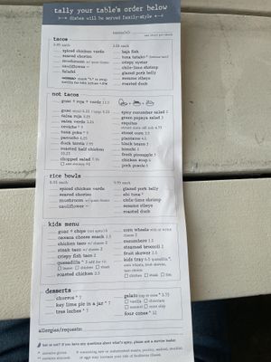 Menu   at Bartaco in Raleigh