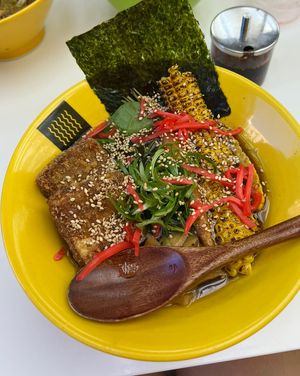 Vegan ramen with added tofu and corn 😻😻  at Susuru Ramen & Gyoza in Newcastle