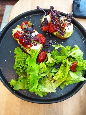 Toast caprese at Naturo Healthy Food in Sibiu