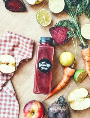 apple. carrot. celery. beet root. lime. at Naturo Healthy Food in Sibiu