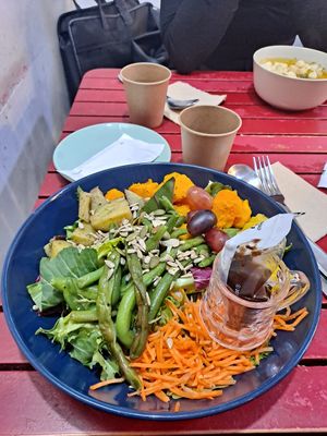 Green salad. Dressing is in a plastic packaging. at Sweet Balance in Seoul