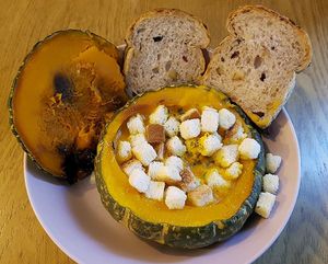 "Sweet Pumpkin Ball" - whole pumpkin soup  (contains dairy) at Sweet Balance in Seoul