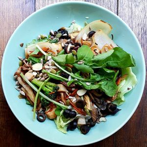 Mushroom salad - veganized without egg and bread at Sweet Balance in Seoul