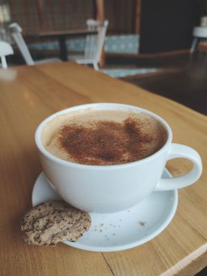 Pumpkin spice latte with oat milk at Strh Cafe & Gallery in Zakopane