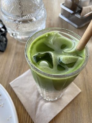 Iced matcha witch coconut milk   at Strh Cafe & Gallery in Zakopane