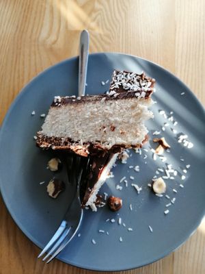 Vegan bounty cake at Strh Cafe & Gallery in Zakopane