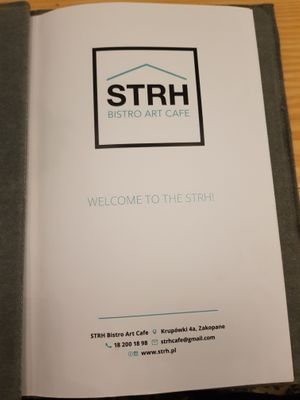 English menu at Strh Cafe & Gallery in Zakopane