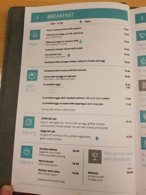 English menu at Strh Cafe & Gallery in Zakopane