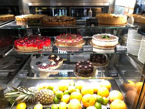 Vegan cakes in the middle tier at Strh Cafe & Gallery in Zakopane