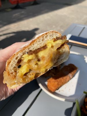 Cheesy steak sandwich   at The Sinful Vegan in Jersey