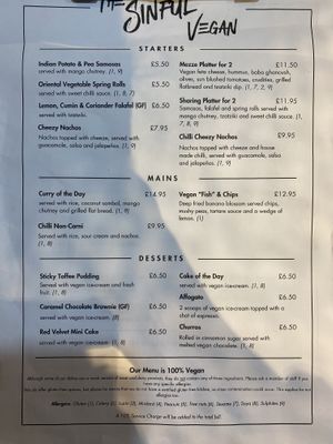 Menu 1  at The Sinful Vegan in Jersey