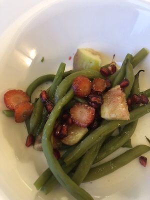 Appetizer salad featuring pears from their 200 year old tree at Bottega di Rosanna in Castagnole Delle Lanze