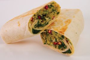 Vegan Ms Superfood wrap (Grilled)
Turmeric Quinoa
Raw Kale
Pomegranate Seeds
Almond Flakes
Fresh mint
Fresh Parsley
Baba Ganoush at Pulse Juice Bar - Hammersmith in West London