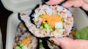 Vegan sushi rolls at Suika in Ungasan