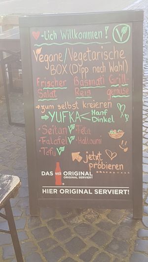 Menu at Veggie Liebe in Freiburg
