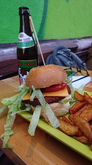 seitan burger with vegan cheese 😍 at Veggie Liebe in Freiburg